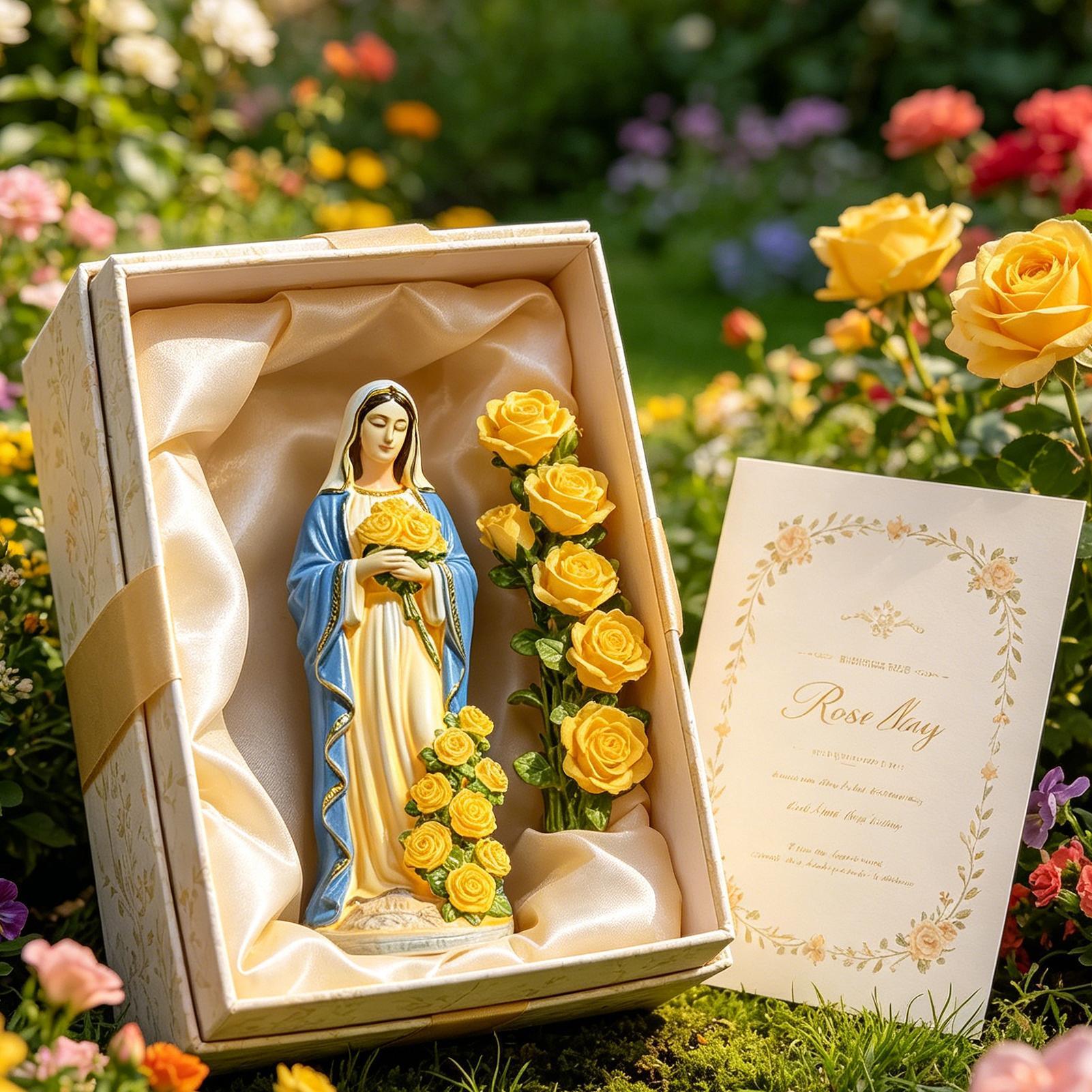 Yard Lighting Decor - Estátua Solar da Virgem Maria para