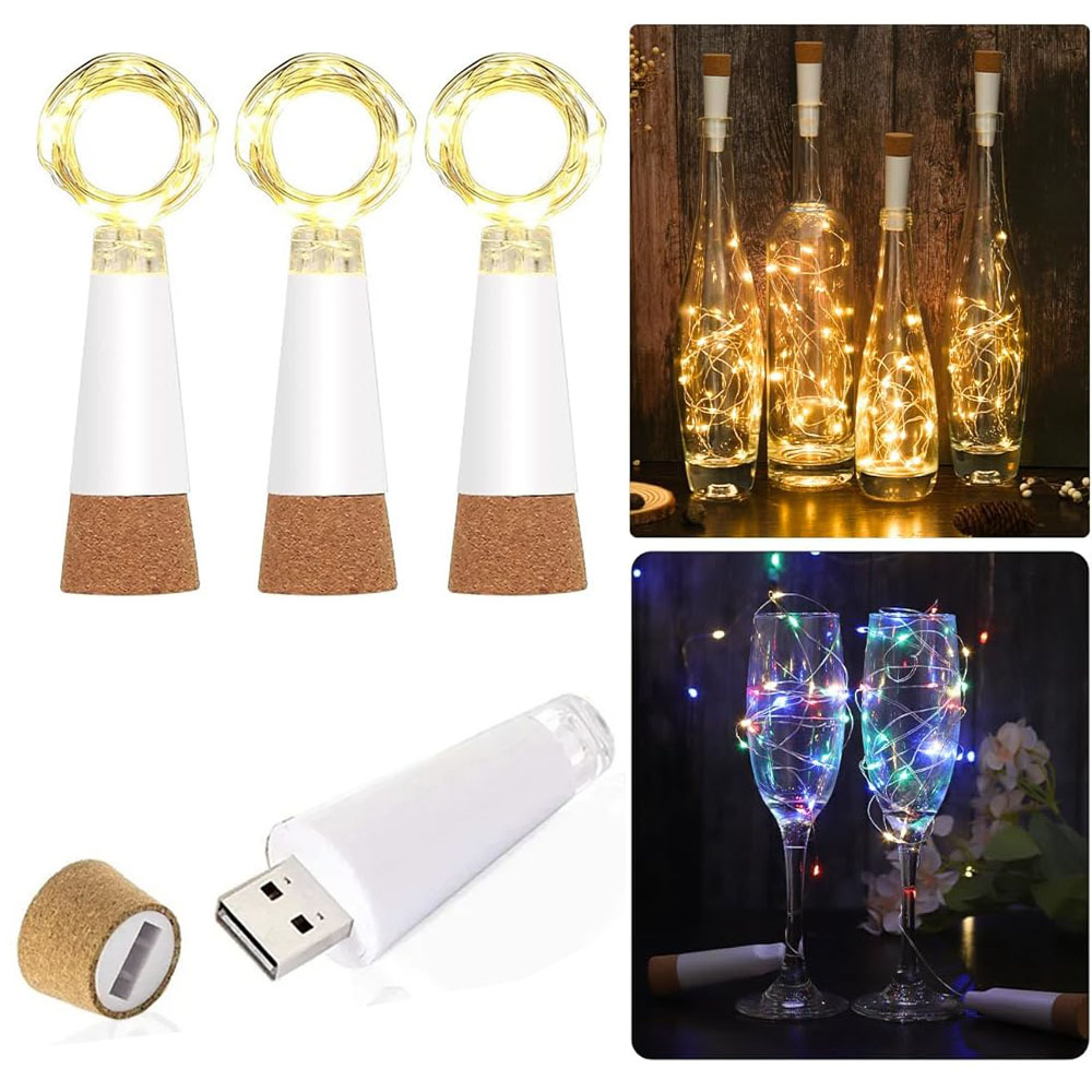 Decor Lighting Cork - 2m 20 led garrafa de cortiça