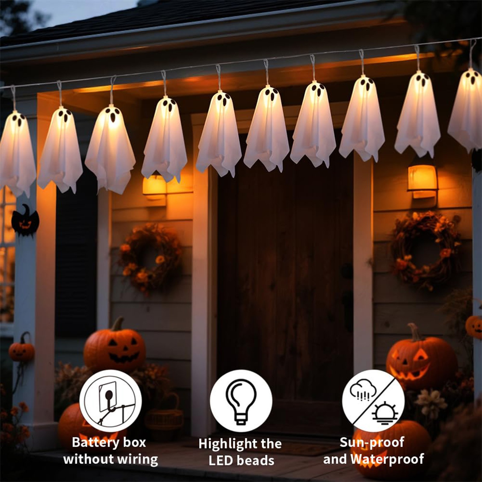 Lighting Decor House - Decoração de casa assombrada, fantasma branco