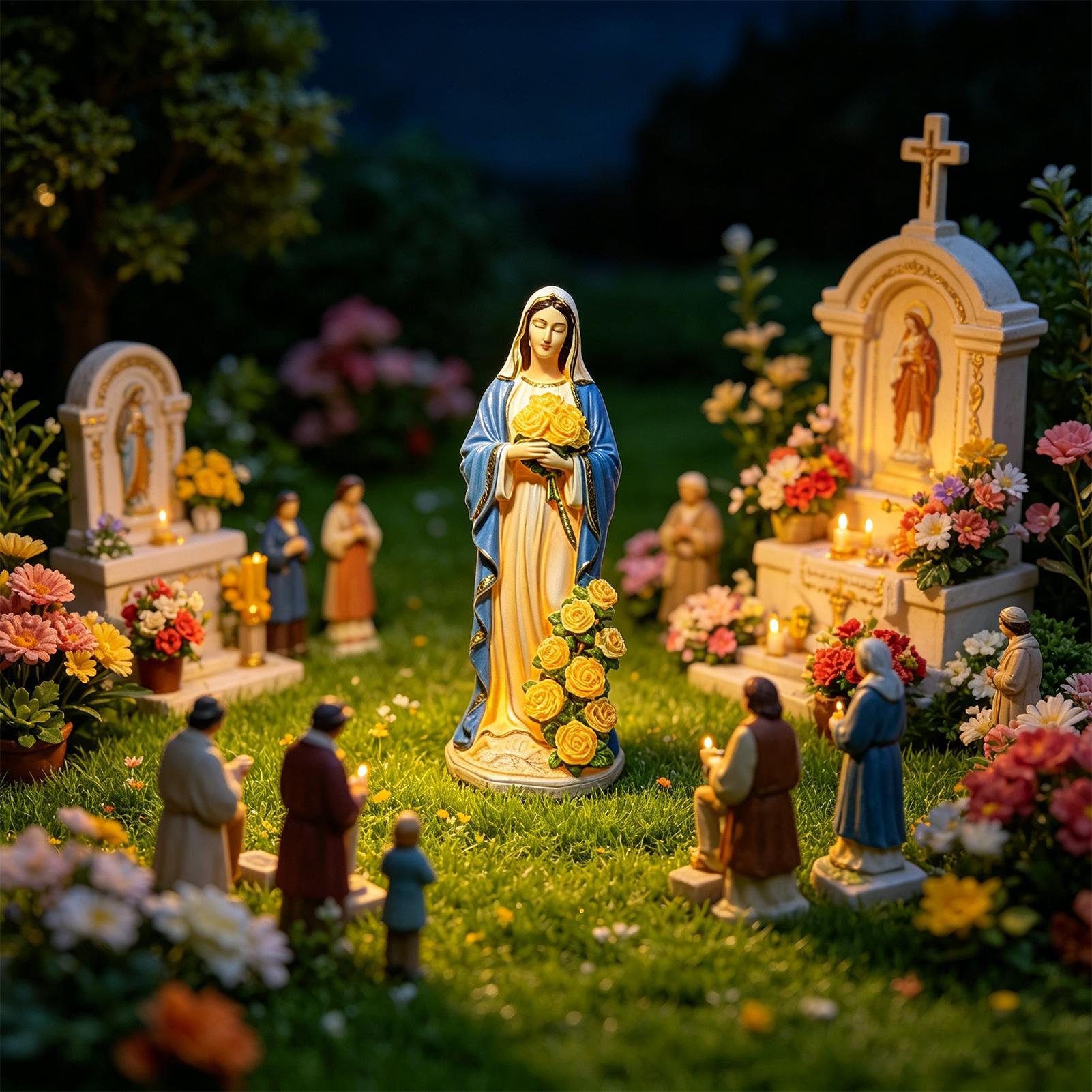 Estátua Solar da Virgem Maria  - Yard Lighting Decor avaliação e preço