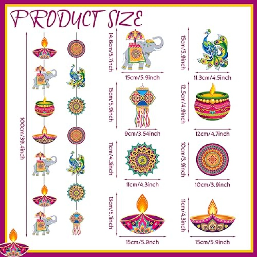 8 Peças de Decoração Suspensa  - Lighting Decoration For Diwali avaliação e preço