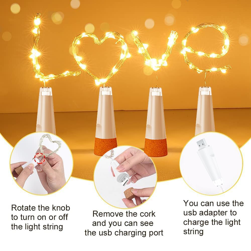 2m 20 led garrafa de cortiça l - Decor Lighting Cork avaliação e preço